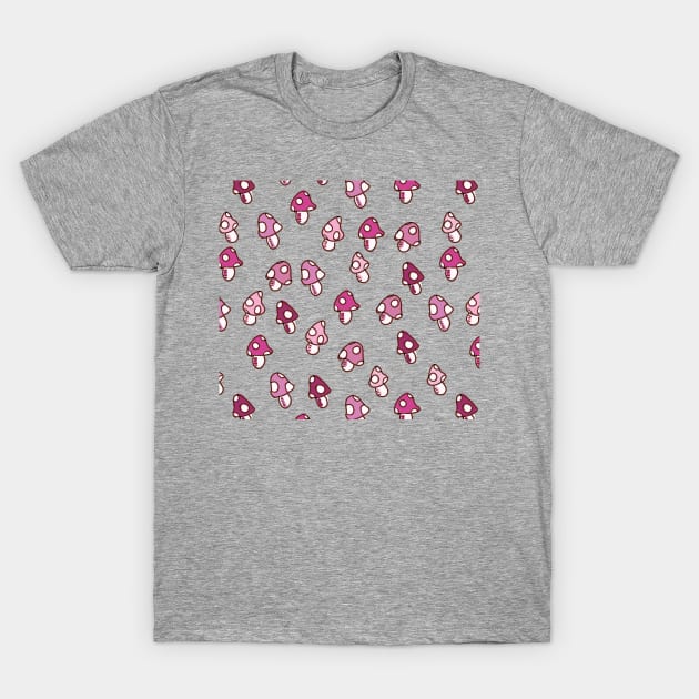 Pink Fairy Toadstools Pattern - seamless pattern T-Shirt by GeorgiaGoddard